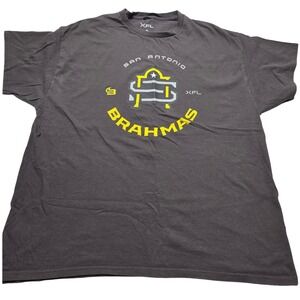 XFL San Antonio Brahmas Mens XL‎ T-Shirt Gray Short Sleeve Cotton Graphic Tee